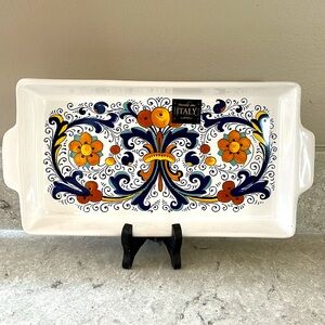 Nova Deruta Ceramica Serving Tray W/ Handles From Italy & Hand Painted